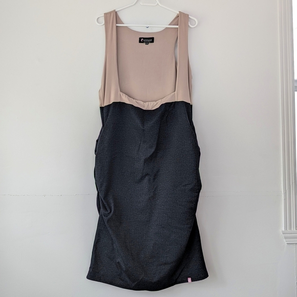 Maternity / Nursing Dark Navy and Cream Bodycon Dress - Lait De Poule Size XL - Picture 3 of 9